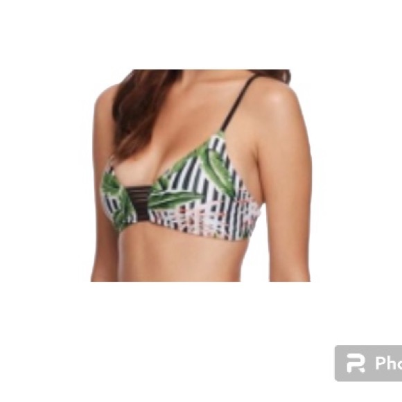 BNWT Body Glove Women's Black Floral Print Samoa Mina Bikini Top Swimwear - Picture 3 of 5